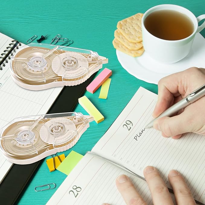Zonon Correction Tape Cream Color Beige Corrective Tape Eraser 100 Feet Long for School Office Supplies Crafting, Note Taking, Journal, Case Color May Vary(2 Pieces)