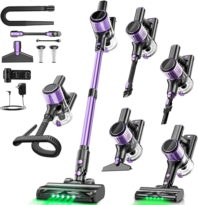 OIRFND Cordless Vacuum Cleaner, 45KPA /10-in-1 Stick Vacuum with 29-inch Hose, 45Mins Runtime Vacuum Cleaners for Home, Anti-Tangle Brush, Lightweight Rechargeable Vacuum for Hardwood Floor Carpets