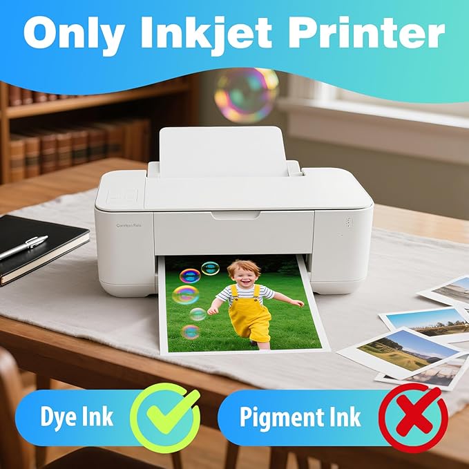 Uinkit Double Sided Photo Paper Glossy 40 sheets 8.5x11 54lbs Inkjet for Dye Ink 200Gsm Picture 8.5 x 11 9.5Mil for Inkjet Printing Printer