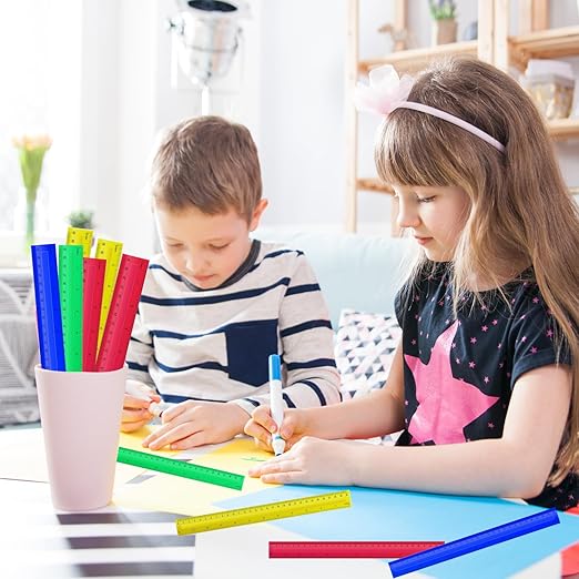 360 Pcs 12 Inch Plastic Rulers Bulk Kid Ruler for School Back to School Supplies, Flexible Assorted Color Ruler with Centimeters and Inches for Students School Education (360)