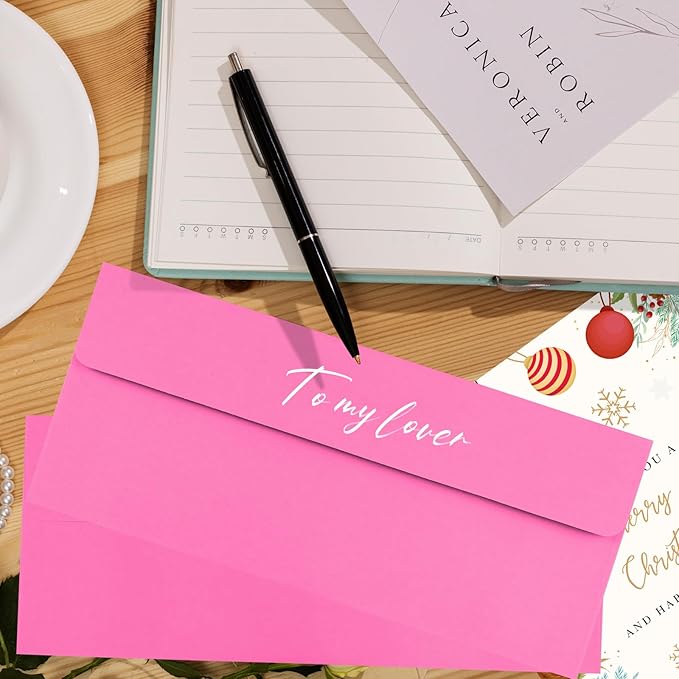 50 Pack Rose #10 Business Envelopes, Standard Envelopes Self Seal, 4 1/8 x 9 1/2 Inch Letter Size Business Mailing Envelopes for Checks Invoices Statements Baby Shower Wedding Birthday