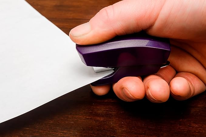 Desk Accessories - Aria Premium Mini Stapler Set - with Built-in Staple Removers, 2000 Standard Staples Included - for Office, School, and Travel, Set of 2, Purple & Greenery