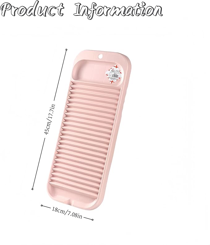 Non-Slip Laundry Washing Board, Household Washboard, Hand Wash Board, Manual Wash Clothes Laundry Pad Scrubbing Board for Household-17.5x7inch (Pink)