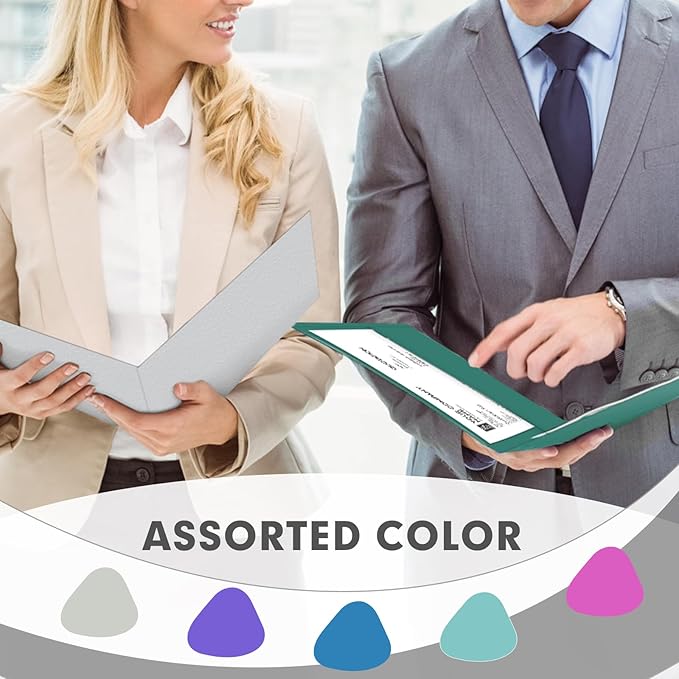 Two Pocket Folders, PANDRI 50 Pack 2 Pocket Folders, Letter Size Paper File Folder for School Office Home Business, Assorted 5 Colors