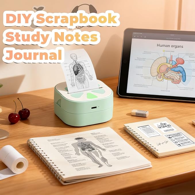 Sticker Printer Mini Print Pod, Bluetooth Thermal Sticker Maker Machine with 3 Roll Paper, D20 Portable Inkless Pocket impresora portátil Picture Label Printer for Phone DIYJournal Kids Gift