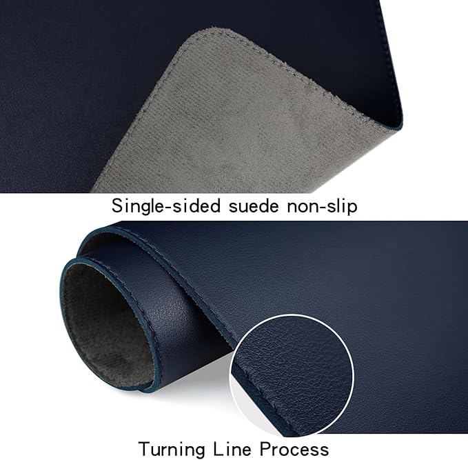 Desk Cover Mat Cute Desk Mat Pad Mat 35.4"x17" Laptop Mat for Desktop Computer Desk Pads on Top of Desks Non-Slip PU Leather Large Mouse Pad Office Desk Dark Blue Office Desk Accessories