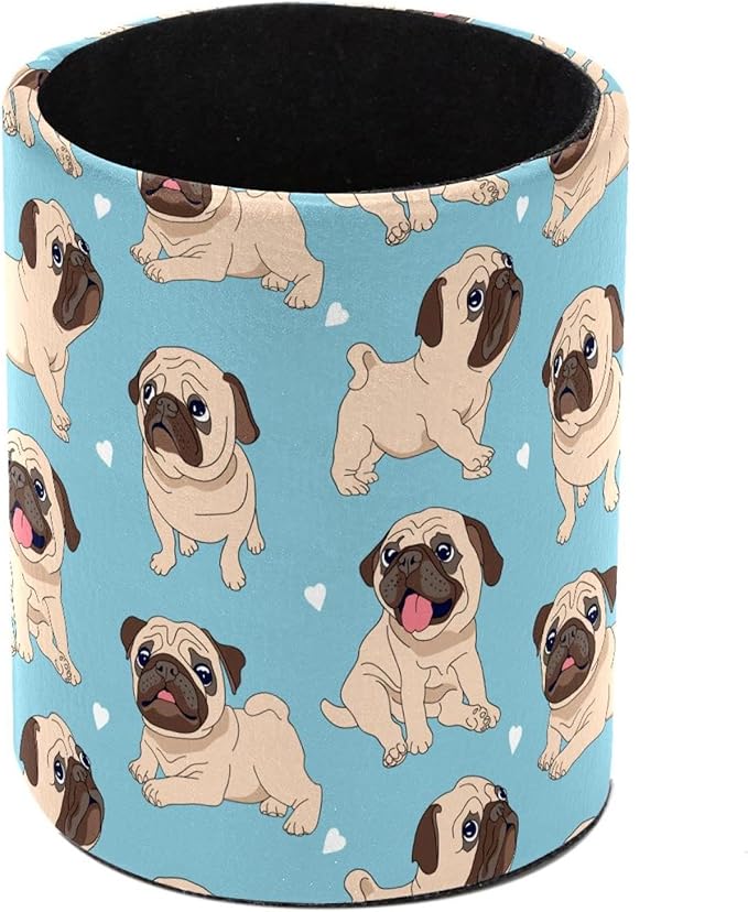 Pen Holder, Pugs Puppies Dog Pencil Holder for Desk Makeup Organizer Multifunctional Office Supplies for Home,Kids and School