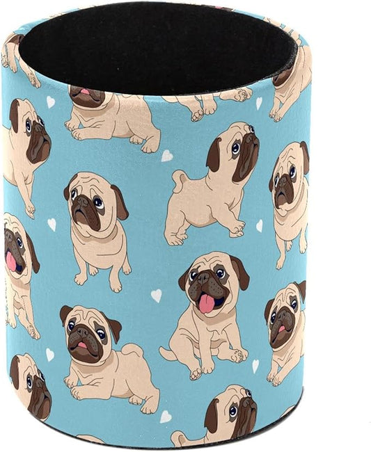Pen Holder, Pugs Puppies Dog Pencil Holder for Desk Makeup Organizer Multifunctional Office Supplies for Home,Kids and School