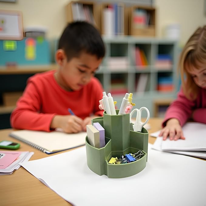 Pencil Pen Holder Desk Organizers Green Desktop Storage Stationery Supplies, Cute Cup Pot for Office, School, Art Supply