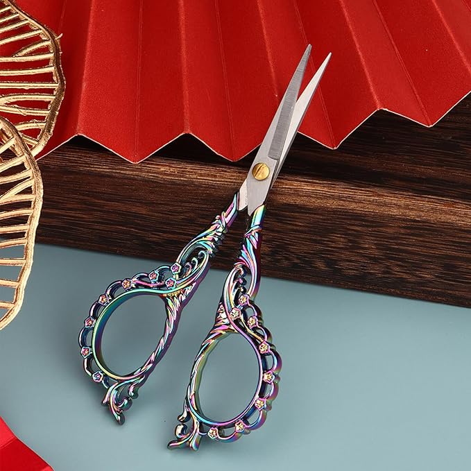 4.7 INCH,Embroidery Scissors Small Sewing Scissors With Cover,Sharp pointed tip,Travel Scissors In A Pouch,Stainless Steel Crochet Scissors for Craft Art Work Color Titanium.