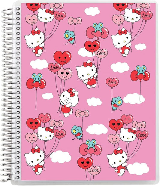 Erin Condren 8.5" X 11" Spiral Bound Dot Grid Journal Notebook - Hello Kitty Balloons, 5Mm Dot Grid, 160 Page Writing, Drawing & Art Notebook, 80Lb Thick Mohawk Paper, Stickers Included