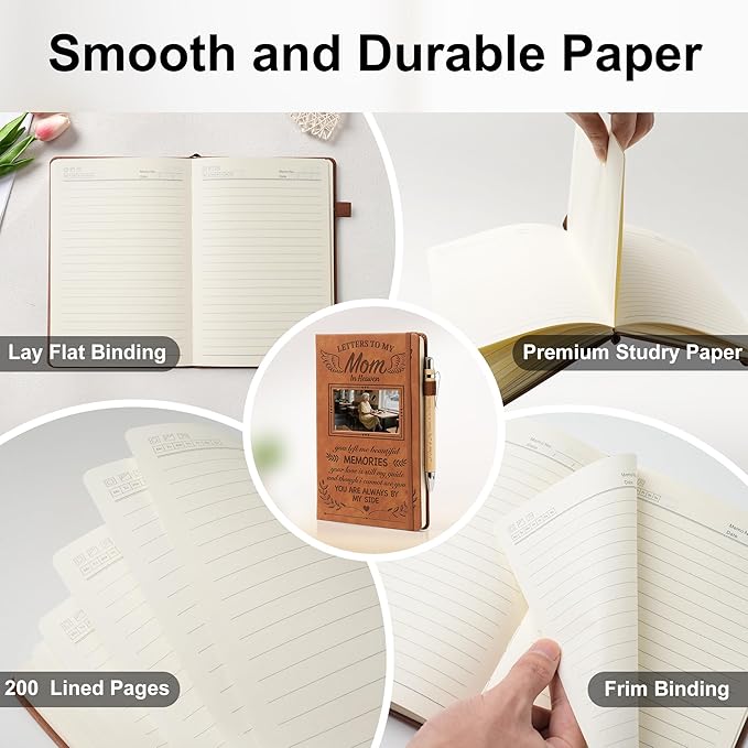 Letters to My Daughter in Heaven Leather Journal with Photo Slot, Sympathy Gift for Loss of Daughter, Memorial Notebook with Pen & Keychain, Bereavement Gift for Grieving Parents