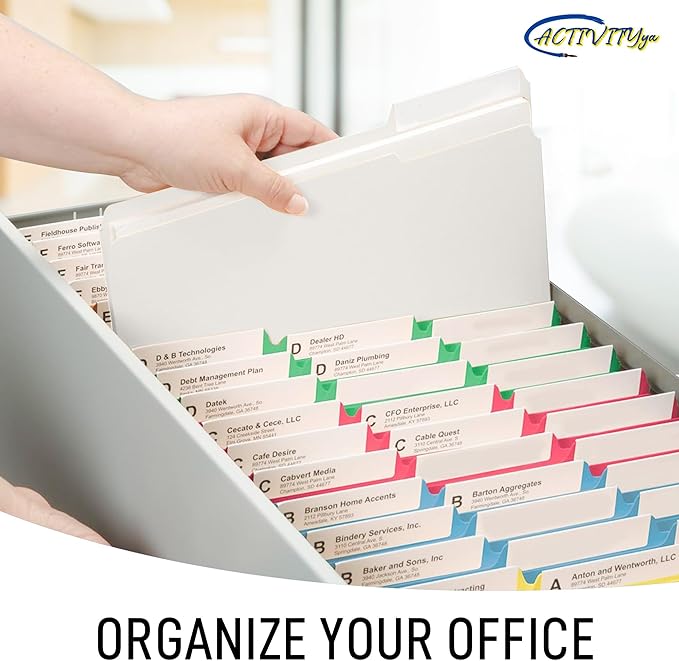 White File Folders, 1/3-Cut Tabs, Letter Size, 12-Pack – Durable Office Filing Folders for Documents, Papers, and Organization