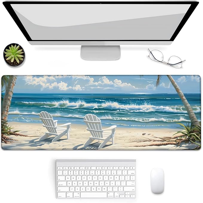 Gaming Mouse Pad, Beach Mouse Pad, Desk Mat, Non-Slip Rubber Base MousePads for Computers Laptop Office School Home Accessories Decor 31.5" x 11.8"