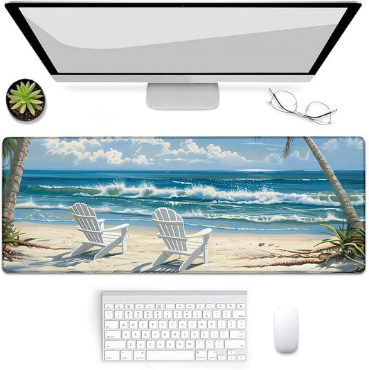Gaming Mouse Pad, Beach Mouse Pad, Desk Mat, Non-Slip Rubber Base MousePads for Computers Laptop Office School Home Accessories Decor 31.5" x 11.8"