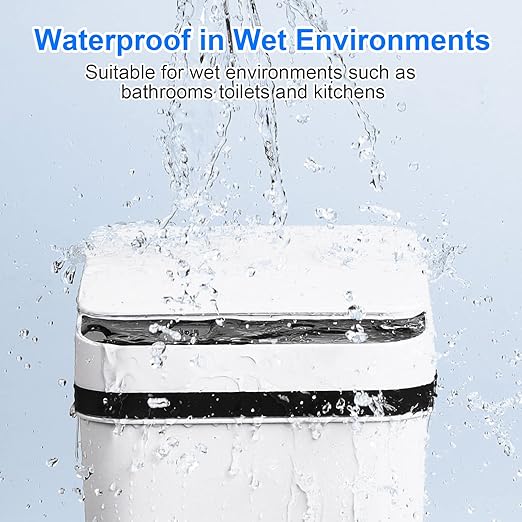 Bathroom Trash Cans with Lid Touchless Automatic Motion Sensor 4 Gallon Small Garbage Can, Smart Electric Plastic Narrow Garbage Bin for Living Room Bedroom Office Kitchen (White)