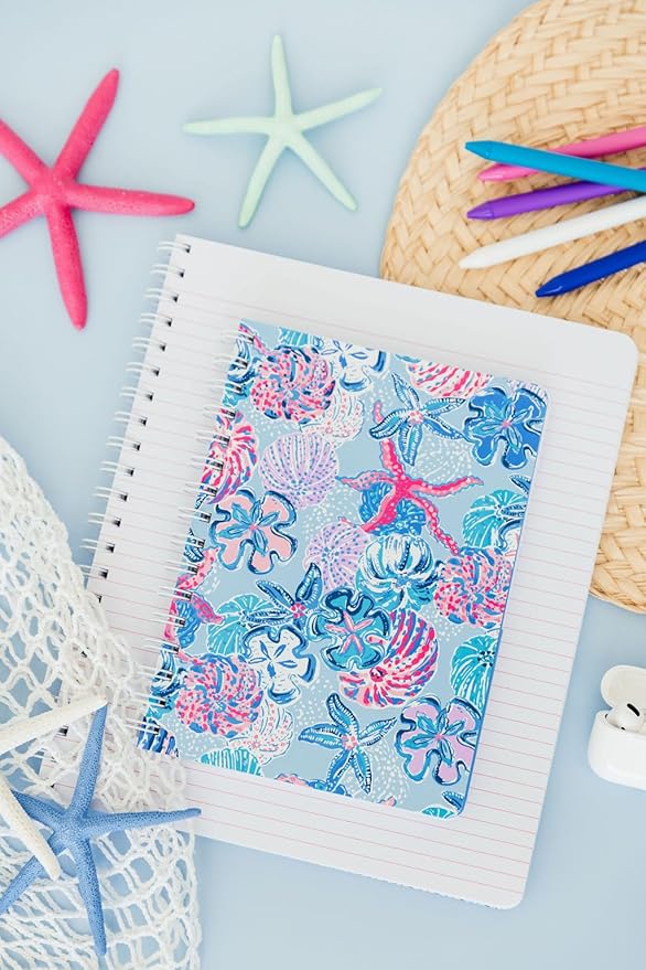 Lilly Pulitzer Hardcover Mini Spiral Notebook, 8.5" x 6.5" Small Journal with 160 College Ruled Pages, Bahamas Beachcomber