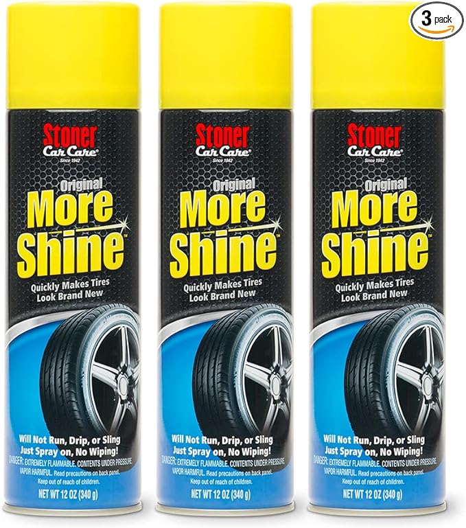 Stoner Car Care 91044-3PK Original More Shine Tire Finish – Tire Shine Spray for a Deep Matte Black Finish with Long-Lasting Rain-Resistant Protection, Non-Greasy No Sling – 12 oz (Pack of 3)
