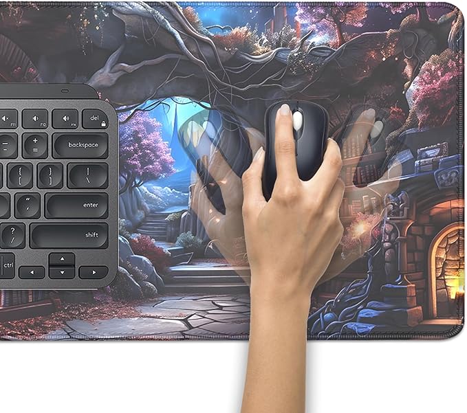 Magic Library Mouse Pad,Mysterious Collection of Books Mousepad Desk Pad with Stitched Edges,Non-Slip Waterproof Rubber Base Mouse Mat Desk Mat for Office Computer Keyboard Laptop Home(27.5x11.8 in)