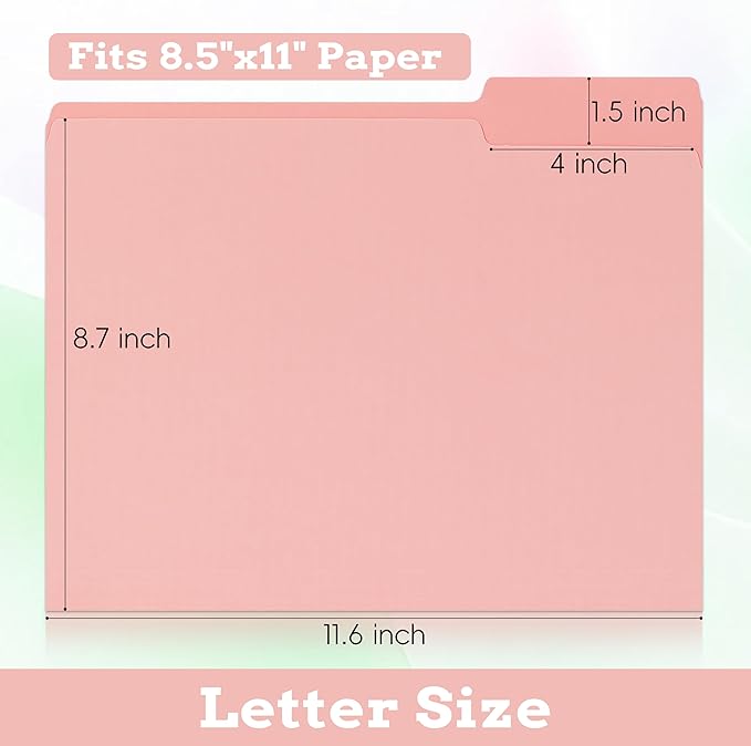 36 Packs File Folders Letter Size, 8.5 x 11 Colored File Folders 1/3 Cut Tab for Easy Labeling, for Home, Office, School Filing