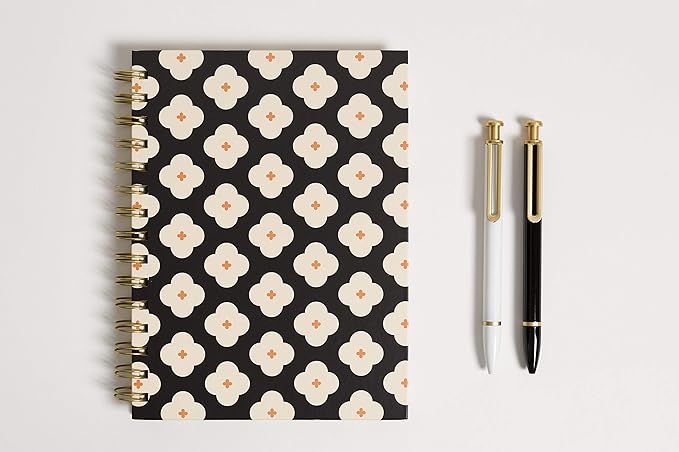 U Brands Abstract Terracotta Floral Spiral Journal with 2 Ballpoint Pens