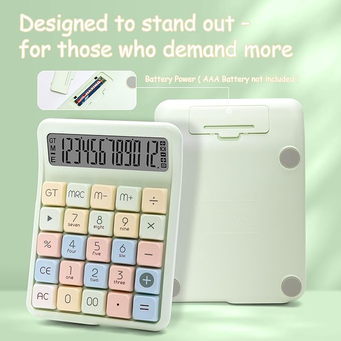 Mechanical Switch Calculator, 12 Digit Large LCD Display, Big Buttons, Real Mechanical Keypad, Desktop Calculator for Office & Study