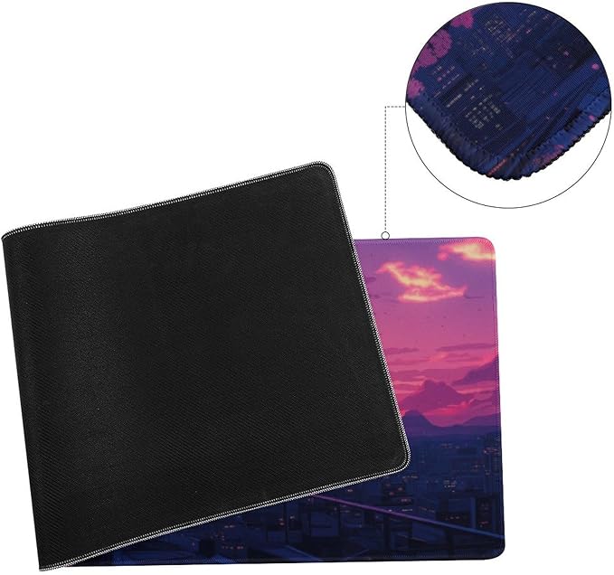 Sakura City Sunset Large Mouse Pad, Anime Style Gaming Desk Mat, XL Keyboard Desk Pad Mat for Desktop, 31.5"x11.8" Non-Slip Base Big Mousepad with Stitched Edges