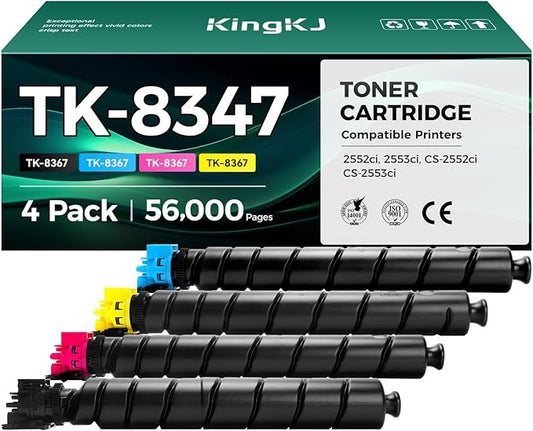 TK-8347 TK8347 Toner Cartridge 4Pack High Yield Replacement for Kyocera TK-8347K TK-8347C TK-8347M TK-8347Y Compatible with TASKalfa 2552ci 2553ci CS-2552ci CS-2553ci Printer Black Cyan Magenta Yellow