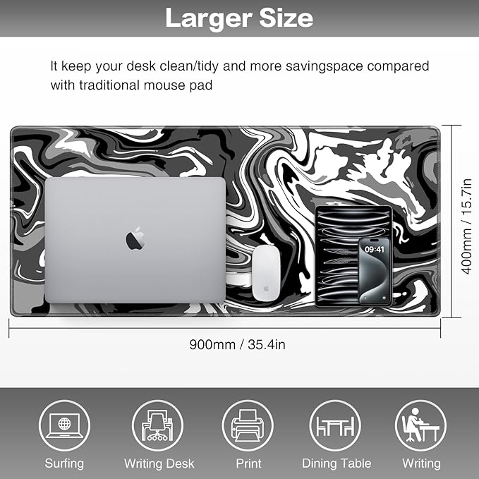 Gaming Mouse Pad, Large Mouse Pad XXL 35.4×15.7in, Extended Computer Keyboard Mouse Mat Desk Pad for Laptop with Stitched Edges, Waterproof Mousepad for Gamer Home&Office Women