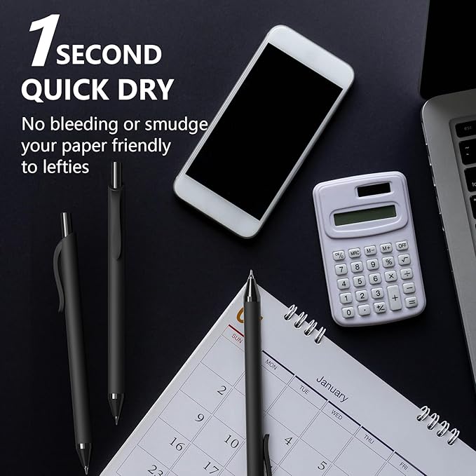 16 Pack Black Gel Pens (0.7mm Fine Point) – Smooth Quick-Drying Ink, Retractable Gel Pen for Writing, Journaling, Note-Taking – Office, School, Home & Work Supplies (16Pcs-Black Ink