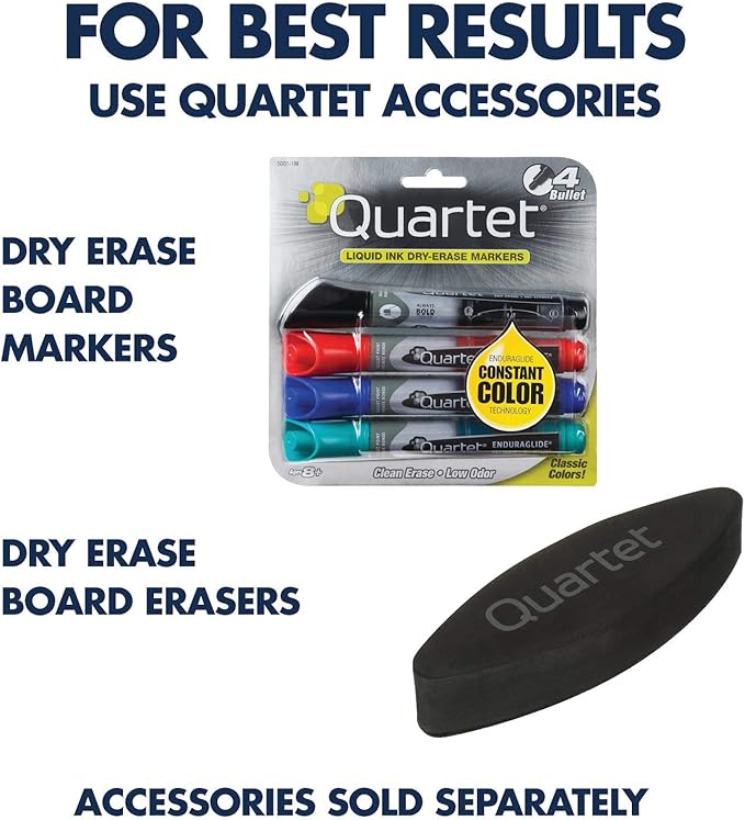 Quartet Whiteboard, Non-Magnetic Dry Erase White Board, 8' x 4', Total Erase, Black Aluminum Frame (S538B)