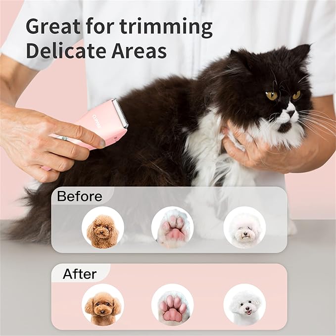 Founouly Dog Cat Home Hair Clipper Portable Electric Pet Grooming Kits,Pink,TS006