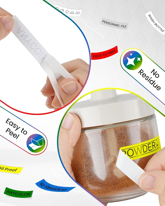 Anycolor 6-Pack Replace for Dymo D1 Label Tape 1/2" dymo Label Maker Refills D1 45013 45010 45016 45017 45018 45019 for LabelManager 160 280 PnP 360D 210D 420P COLORPOP Labeler, 12mm x 7m