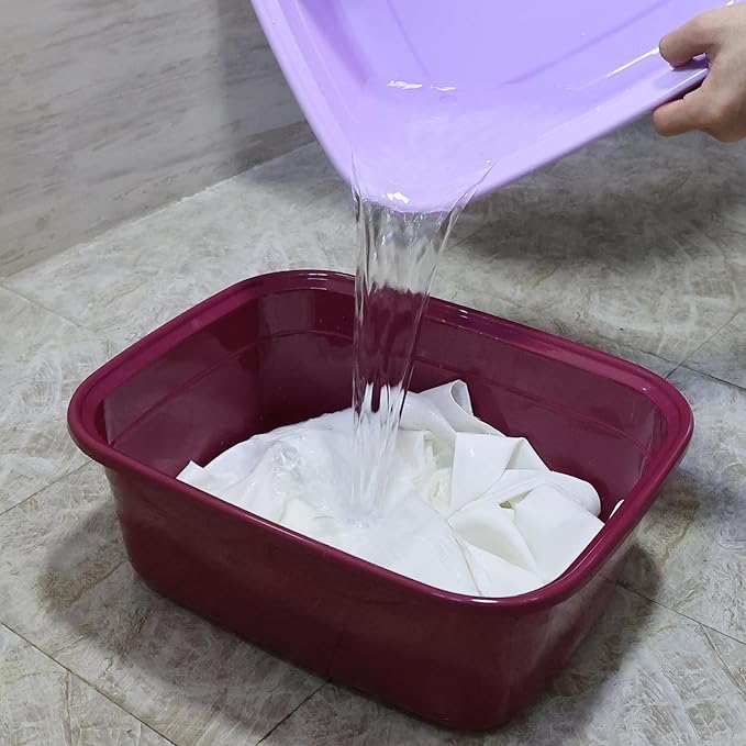 Saedy 14 Qt Plastic Dish Pan, Pack of 4 Rectangular Washing Basin