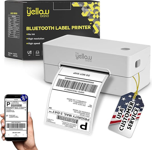 Label Printer, Bluetooth Thermal Printer, 4x6 Shipping Label Printer, Thermal Label Printer Desktop or Phone, Compatible with iPhone, Android, Windows, Mac, Chromebook, Amazon, Ebay, UPS.USPS (White)