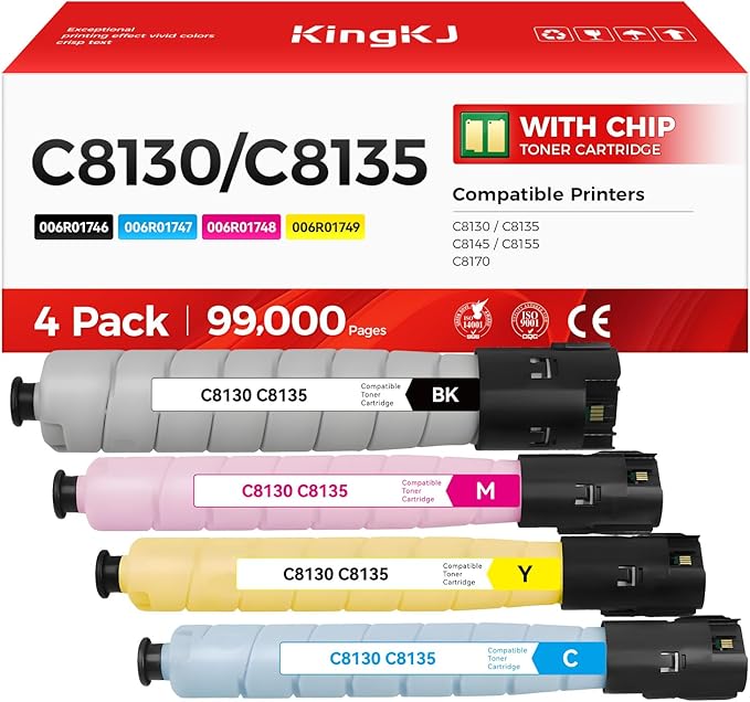 Compatible with Xerox AltaLink C8130 C8135 C8145 C8155 C8170 Toner Cartridge Set 4-Pack High Capacity Replacement for Xerox 006R01746 006R01747 006R01748 006R01749 Printer Black Cyan Magenta Yellow