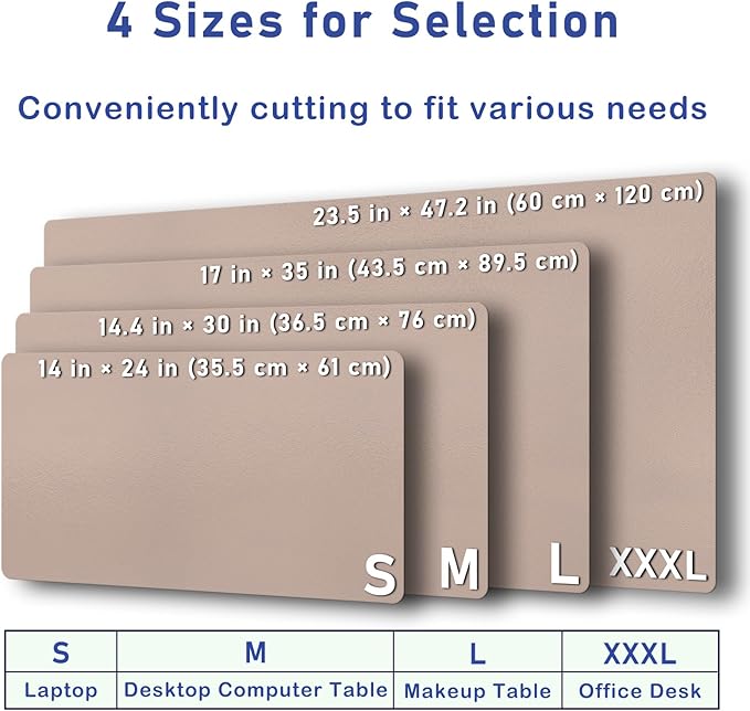 Boutilon Leather Desk Pad Protector,Non-Slip Mouse Pad,Laptop Desk Pad,Office Mouse Mat,Waterproof Leather Desk Blotter,Desk Writing Pad for Office and Home (M-Champagne,30"x14")