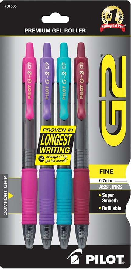 Pilot G2 Premium Gel Pens, Gel Roller Pens, Fine Point 0.7 mm Assorted Colors 4