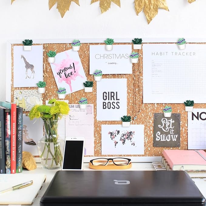 20 Pieces Cute Succulent Plants Decorative Push Pins Colorful Floret Thumbtacks for Photo Wall, Feature Wall, Whiteboard, Cork Board, Map, Bulletin Board, Office or Home (Three Assorted Styles)