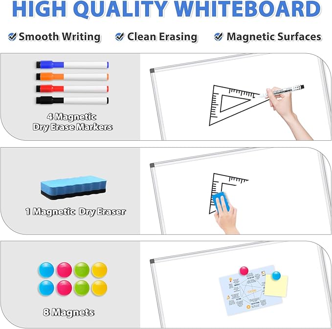 WALGLASS 2 Pack Large White Board, 72" x 40" Double-Sided Dry Erase Board Whiteboard for Wall, Hanging Mounted Whiteboard Silver Aluminium Frame for Home, School, Office