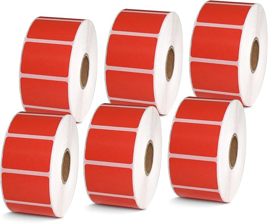 BETCKEY - 1.5" x 1" All Purpose & Address Labels Compatible with Zebra & Rollo Label Printer,Premium Adhesive & Perforated[Red, 6 Rolls, 7800 Labels]