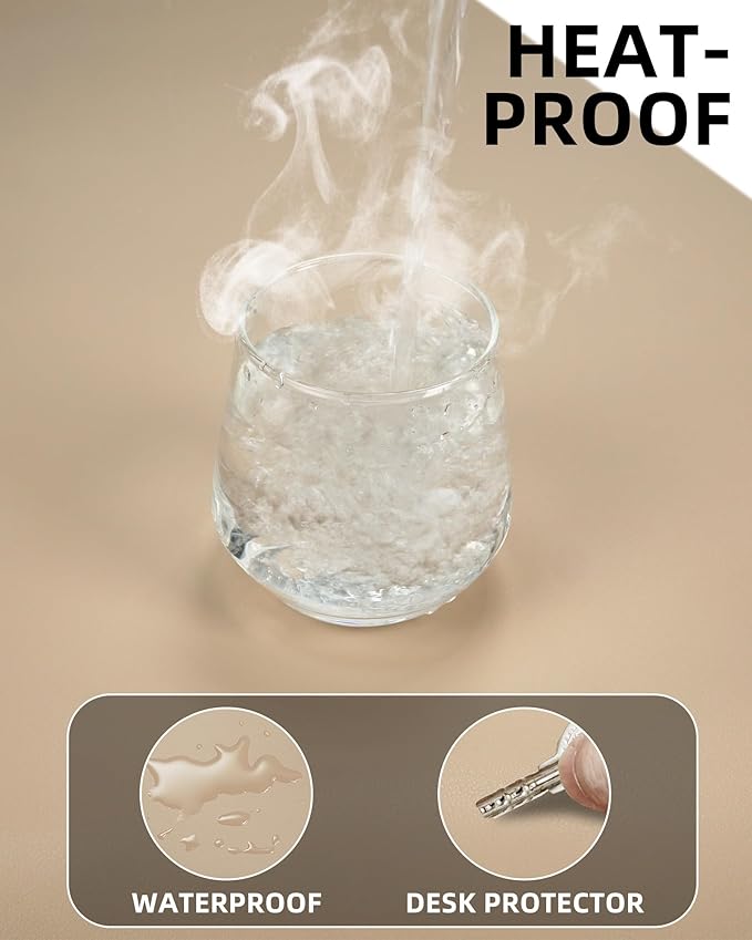 Leather Desk Pad Protector, Mouse Pad, Office Desk Mat, Non-Slip PU Leather Desk Blotter, Laptop Desk Pad, Waterproof Desk Writing Pad for Office and Home (Beige, 31.5" x 15.7")