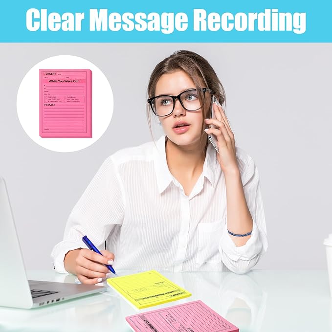 9 Set While You Were Out Message Pad, Colorful Phone Message Pads for Office Use, 4x5in Sticky Notes Urgent Self-Stick Memo Notepads for Desk Call Records, Neon Note Sheets for Workplace Communication