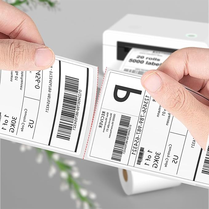 FungLam 4"X6" Thermal Shipping Labels, 5000 Labels, 20 Rolls, Compatible with Rollo, Munbyn, iDPRT Thermal Printers