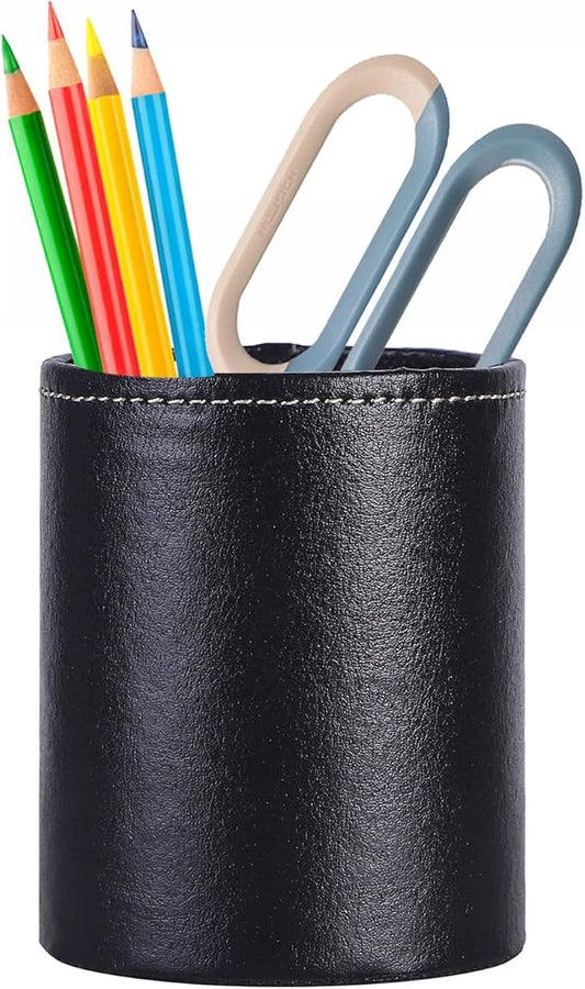 Pen Holder for Desk, PU Leather Pencil Holders for Cosmetics Office Supplies, Desk Organizer Black PH107
