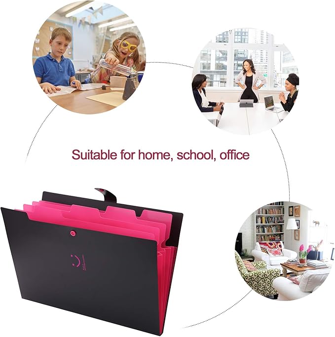 SKYDUE Letter A4 Paper Expanding File Folder Pockets Accordion Document Organizer (Black)