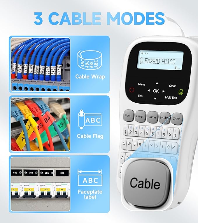 Label Maker Waterproof-Labels, Keyboard Label Maker Machine with-Tape12mm Laminated, Backlit Screen, Multiple Fonts & Symbols, Portable Inkless Labeler for Home Office School Use, H1100