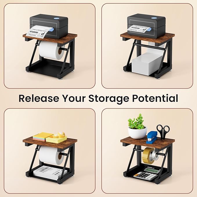 Label Holder for Rolls and Fan-fold Labels, Heavy Duty Metal Thermal Label Holder for Desktop Thermal Label Printer, Thermal Printer Accessory for Office, Home, Small Business