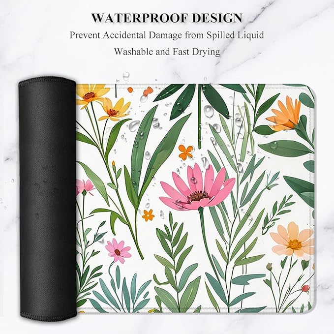 Auhoahsil Desk Mat, Ultra Large Mouse Pad, XXL Gaming Mousepad, Pretty Desk Pad, Big Extended Full Size Desktop Desk Matt for Keyboard, Laptop & Computer, 35.5 x 15.7 in, Tropical Plant