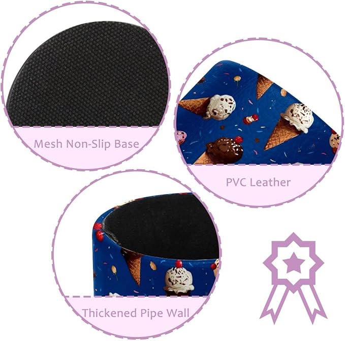 Leather Pen Holder for Desk Ice Cream Cone Pencil Cup Desktop Organizer Makeup Brush Holders Office Supplies for Home, Kids & School